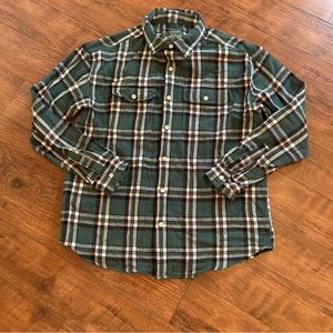 American Eagle Flannel Button Down Shirt Plaid Size Large Green Men’s EUC pocket